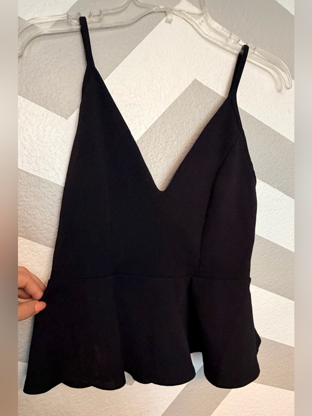 Black V-Neck Peplum Top